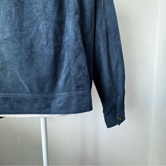 Ultra Suede Blue Jacket Military Style Long Sleeve - Picture 6 of 14